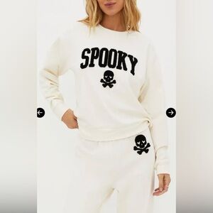 Beach Riot Spooky Cream Sweatshirt & Skull Joggers SET